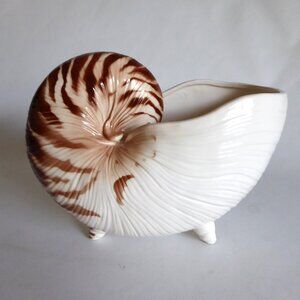 VINTAGE FITZ & FLOYD BRAND LARGE NAUTILUS SHELL CENTERPIECE BOWL WINE CHILLER